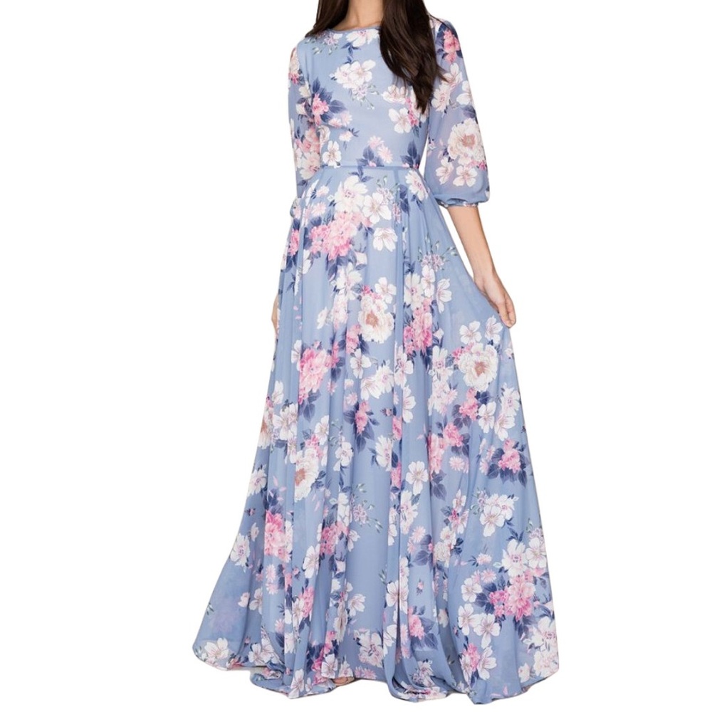 Yumi Kim Dancing Lilac Floral Maxi Dress Blue and White